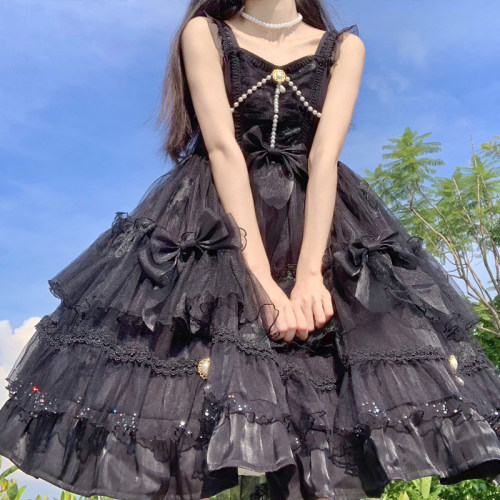 韩菇凉{现货}原创设计繁星萤火洛丽塔Lolita洋装jsk吊带连衣裙女