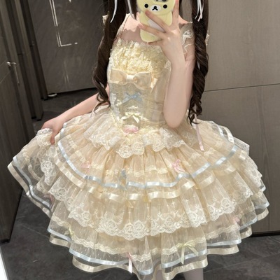 【蝶心芭蕾】韩菇凉~原创设计Lolita洋装芭蕾风jsk吊带连衣裙夏季