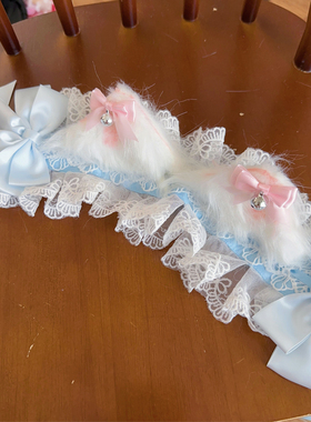 韩菇凉~蓝色洛丽塔cosplay猫耳朵发箍lolita猫娘兽耳发带KC头饰女