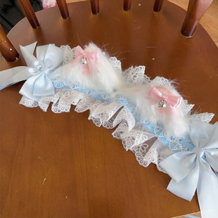 韩菇凉 蓝色洛丽塔cosplay猫耳朵发箍lolita猫娘兽耳发带KC头饰女