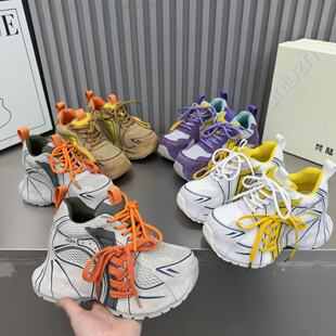 6699 爆款 圆头7cm厚底女鞋 磨砂皮网面透气系带老爹鞋 2026夏季