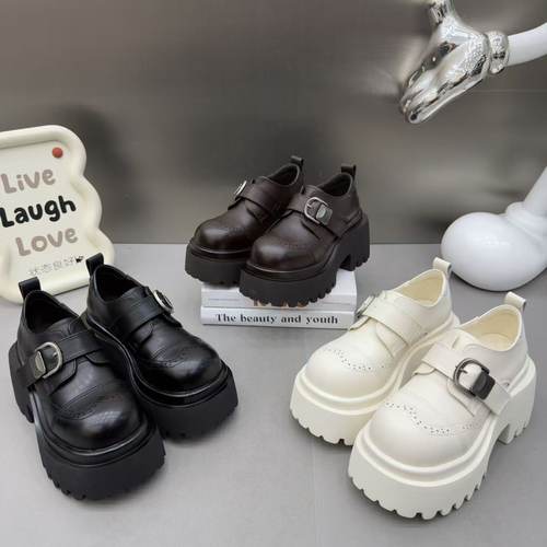 英伦厚底增高乐福鞋女皮带扣