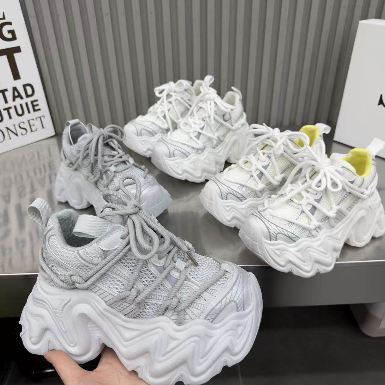 轻便老爹鞋女夏季2026新款软底小个子内增高厚底女鞋网面2665-15