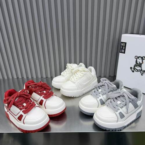 早春红色厚底增高面包小白鞋女