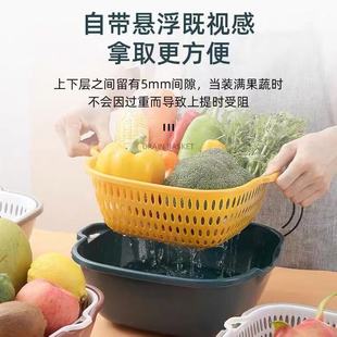 4件套双层镂空洗菜盆沥水篮厨房收纳多功能家用水果盘洗水果菜篮