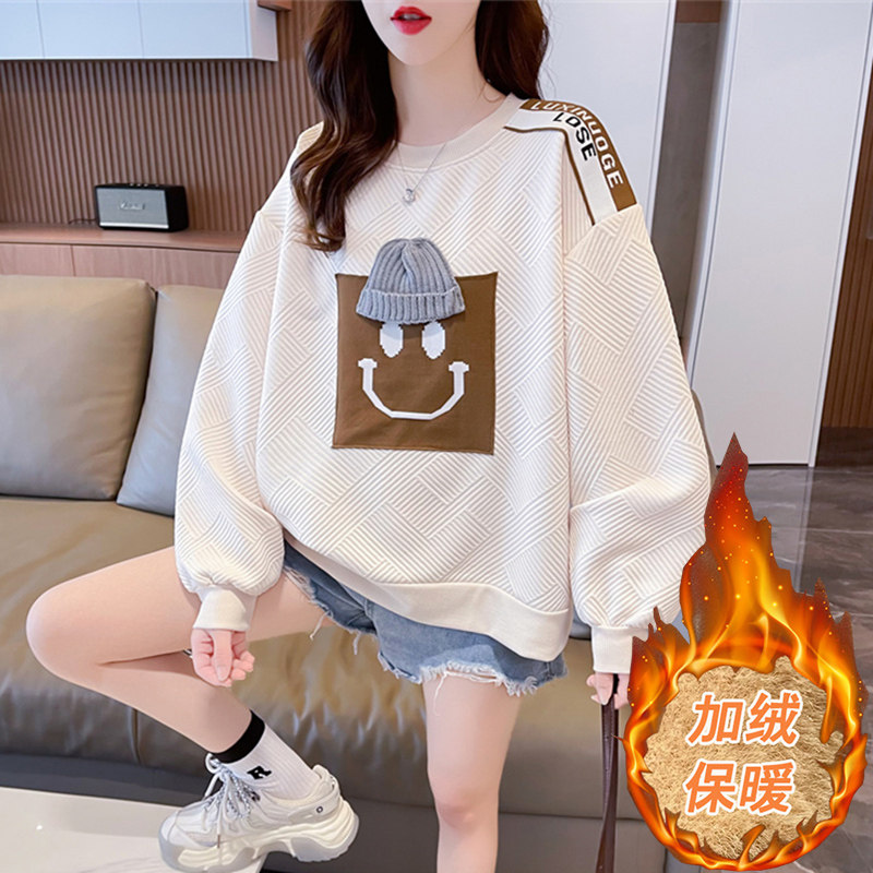 华夫格加绒卫衣女秋冬季韩版宽松大码女装设计感小众加厚上衣外套,女装/女士精品,卫衣/绒衫,淘宝优惠券,粉丝福利购,淘宝优惠卷