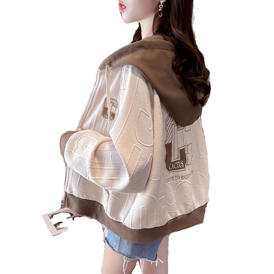 设计感小众百搭拼色开衫卫衣女潮