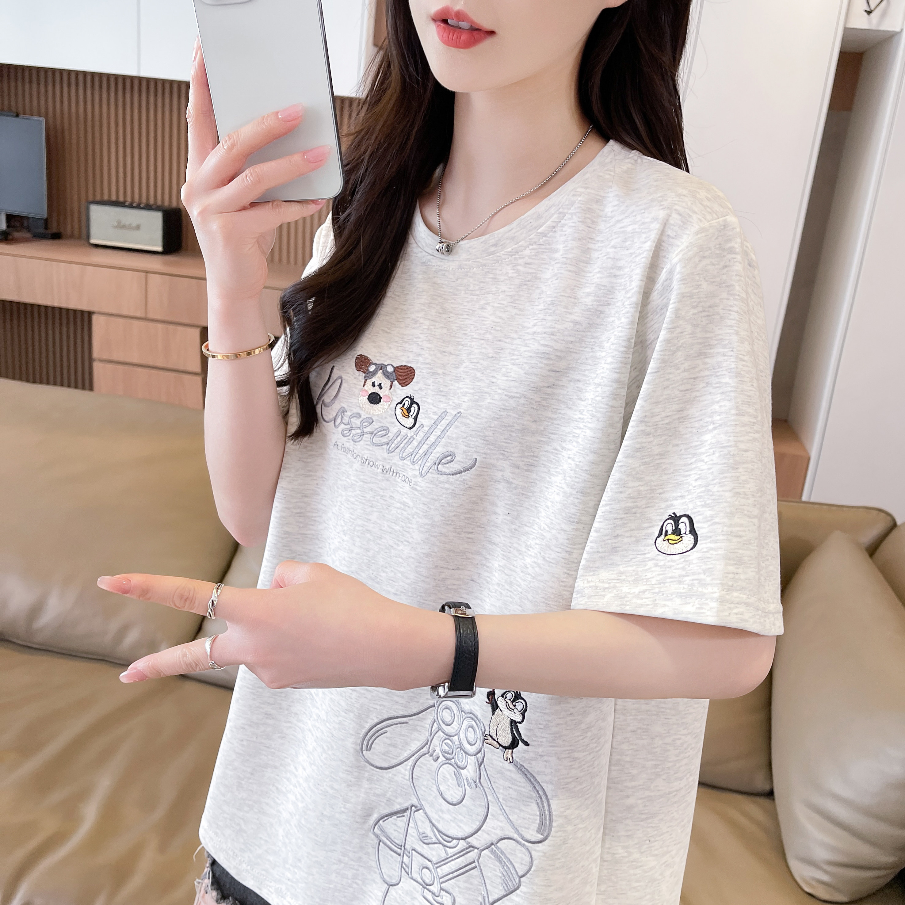 高级感设计感学生百搭短袖t恤女图片