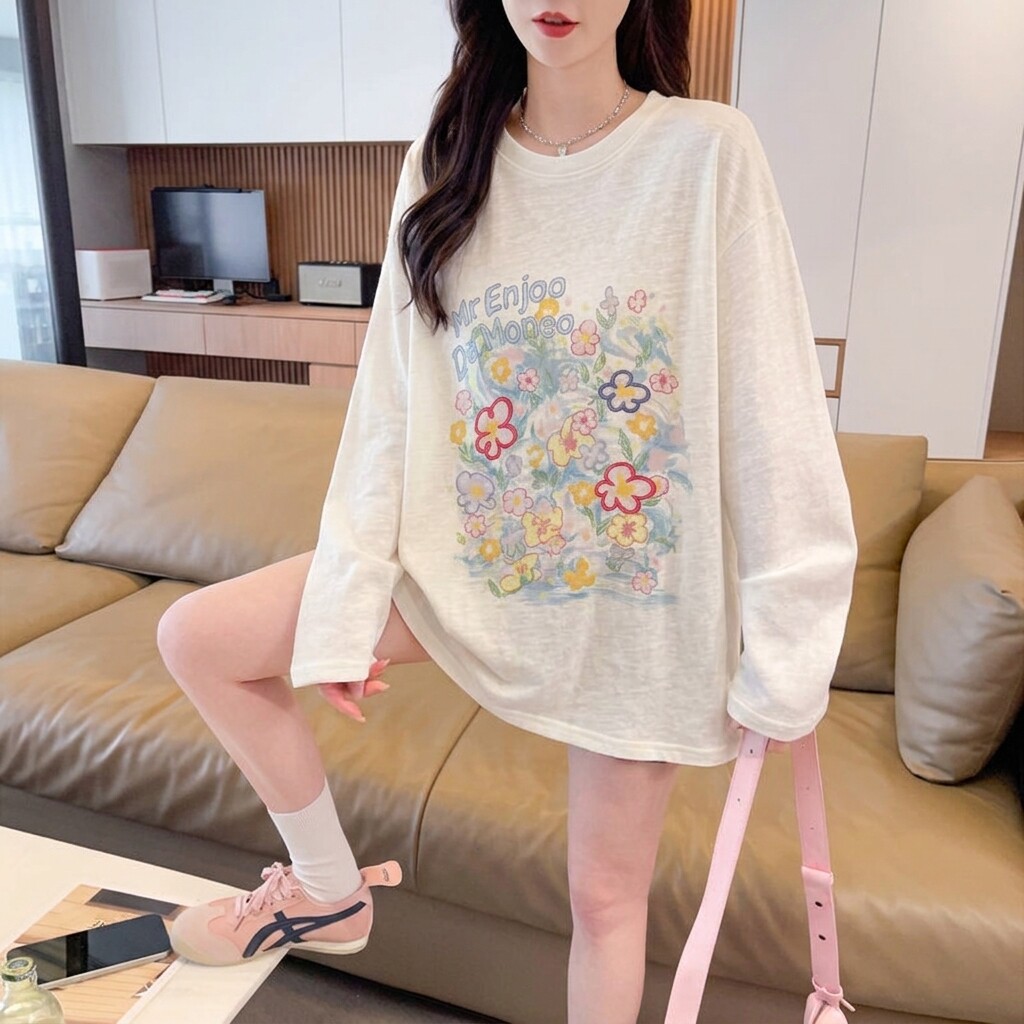 小个子高级感圆领慵懒防晒罩衫女图片