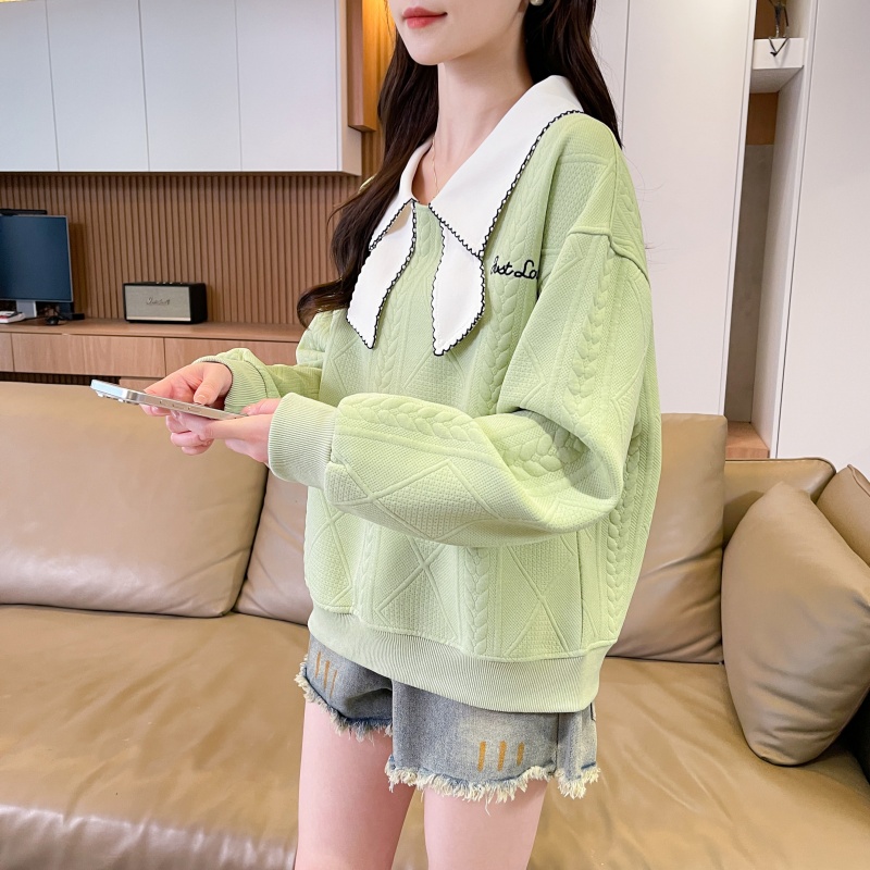 设计感小众翻领polo衫卫衣女春秋