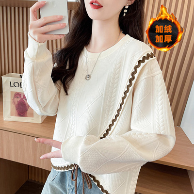 小个子设计感小众撞色卫衣女秋冬