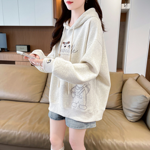 加绒加厚连帽卫衣女秋冬2026新款爆款宽松小个子初中生高级感外套