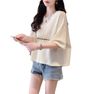 小个子短款t恤女短袖夏装宽松韩版大码小众设计感华夫格半袖上衣