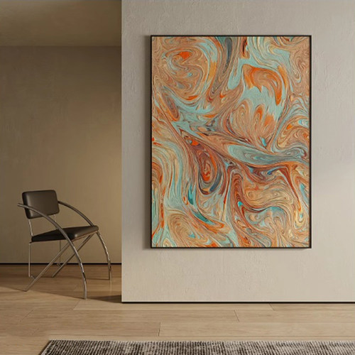 现代侘寂挂画新款砂岩肌理抽象艺术沙发背景墙客厅装饰画玄关壁画