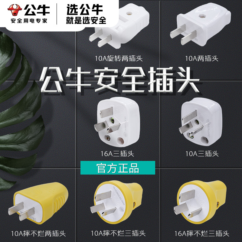公牛插头2角脚二三孔16a空调
