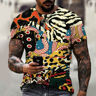 3D Short Sleeve Half Sleeve Printed Casual T-Shirt男休闲T恤