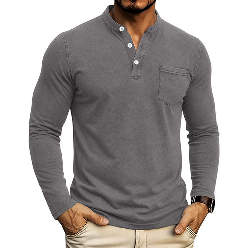Stand up collar casual button T-shirt    立领休闲纽扣T恤男