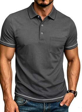 Men's collar plus size short sleeved top男士翻领大码短袖上衣