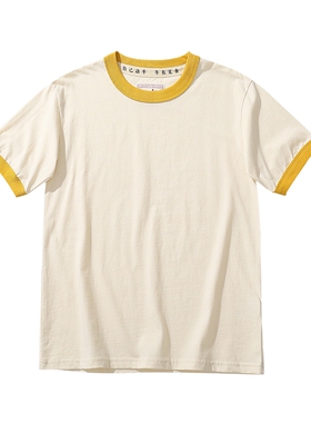 Cotton Crew Neck Contrast Color Casual Bottoming Shirt打底衫