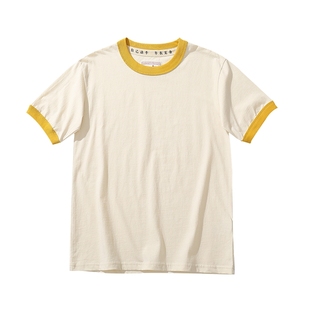 Cotton Crew Neck Contrast Color Casual Bottoming Shirt打底衫