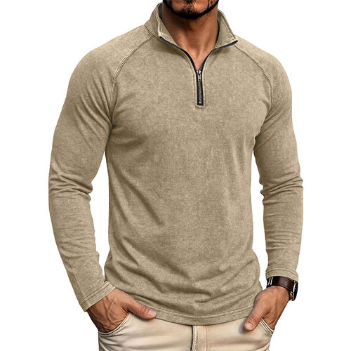 Men's stand up collar casualzipperT-shirt男士立领休闲拉链T恤