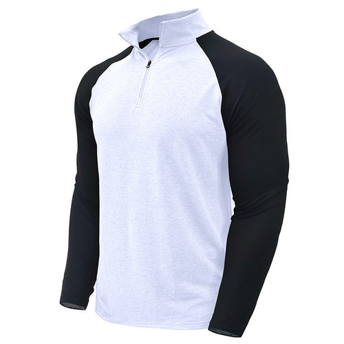 Stand up collar zipper color blocked hoodie立领拉链拼色卫衣