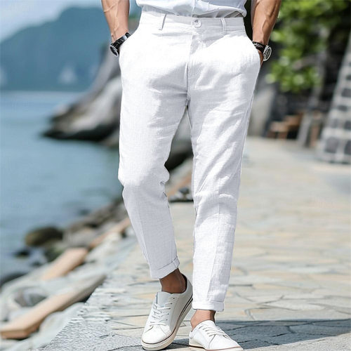 纯色纽扣男士休闲裤  Solid color button men's casual pants