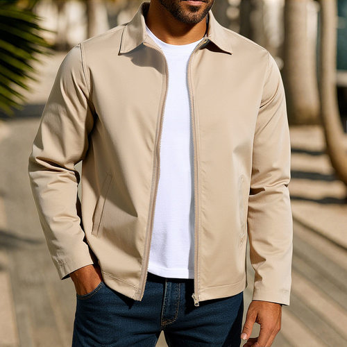 Men's collar casual long sleeved jacket男士翻领休闲长袖外套