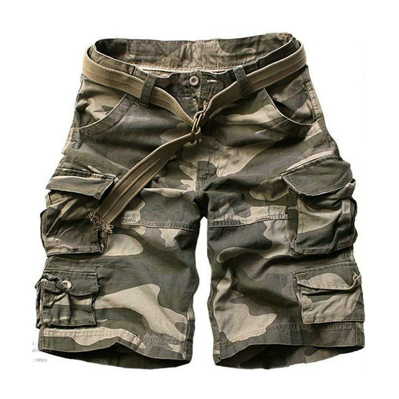 Camo Solid Multi-pocket Cargo Shorts 迷彩纯色多口袋工装短裤