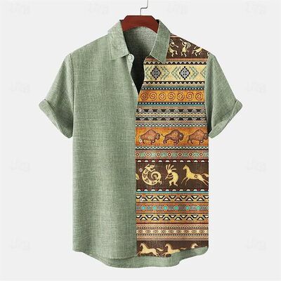 Casual short sleeved jacquard loose shirt休闲提花宽松衬衫男