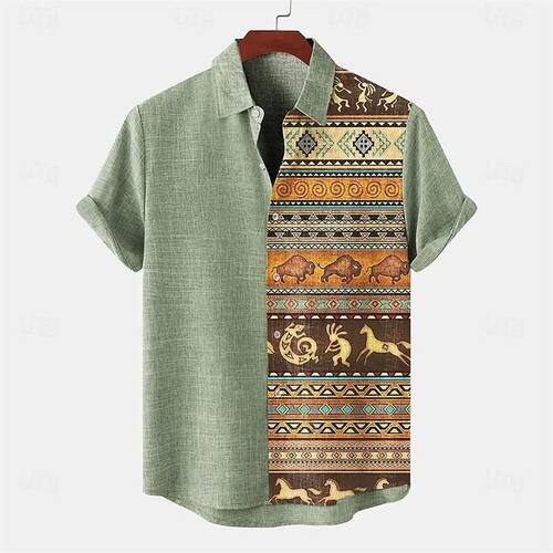 Casual short sleeved jacquard loose shirt休闲提花宽松衬衫男