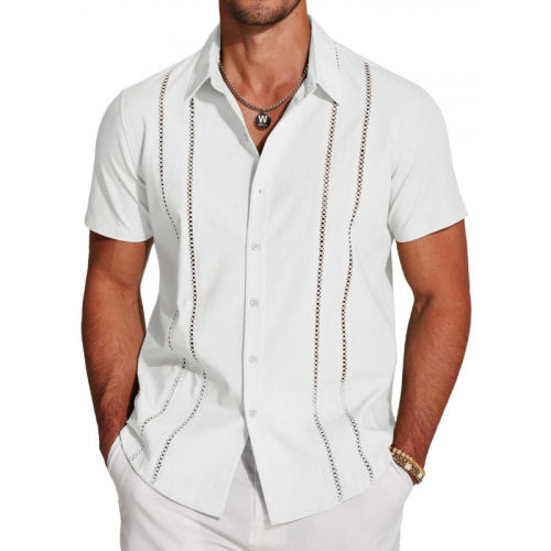 Tailored short-sleeved shirtwithalapelcollar翻领修身短袖衬衫