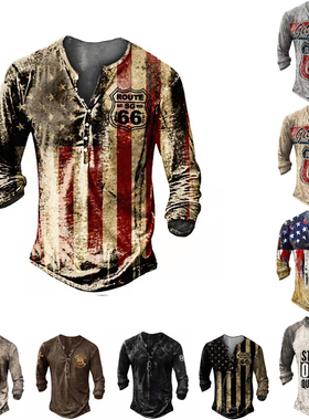 V-neck button digital print long sleeves V领排扣数码印花长袖