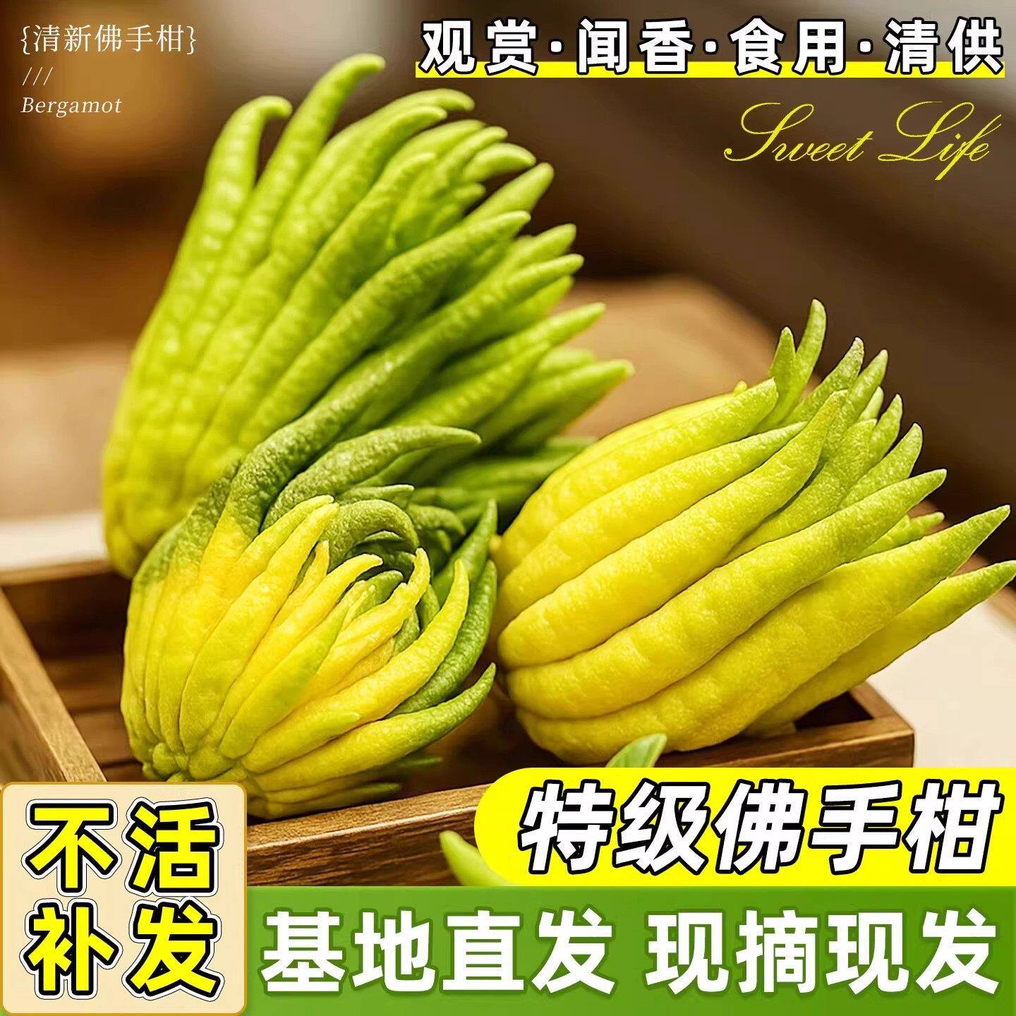 新鲜佛手瓜切带枝室内摆件清供观赏闻香可食用花卉盆栽