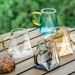 杯子高级感轻奢玻璃杯家用喝水带把手泡花茶杯耐高温待客创意套装