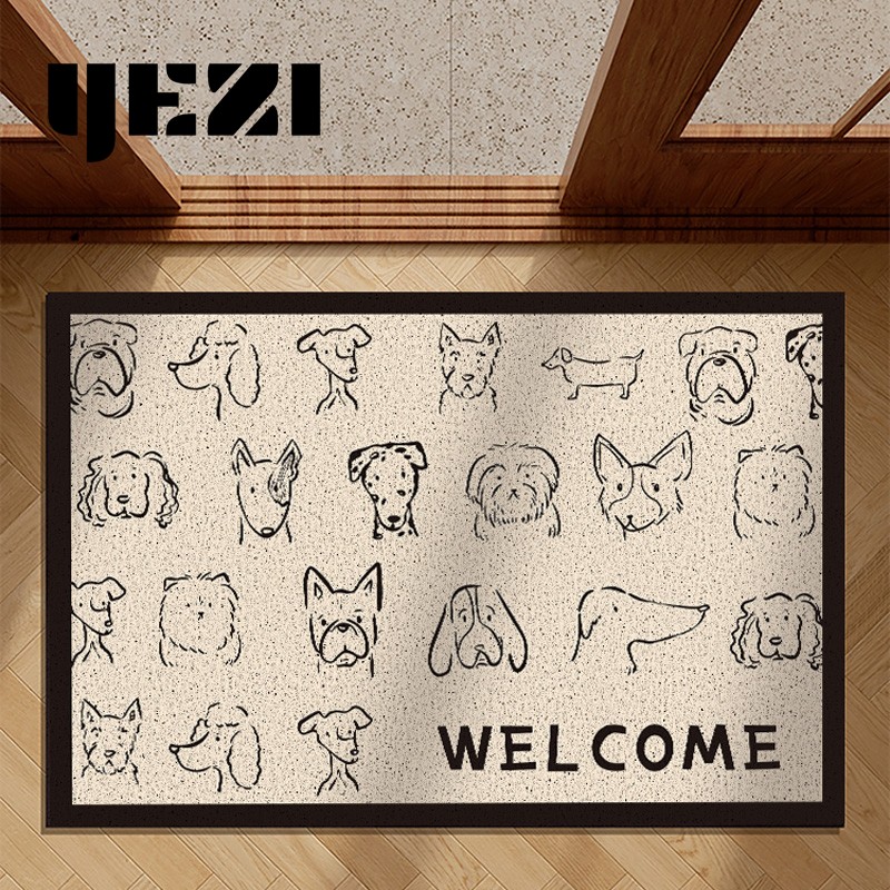 YEZI原创狗狗涂鸦入户门丝圈地垫