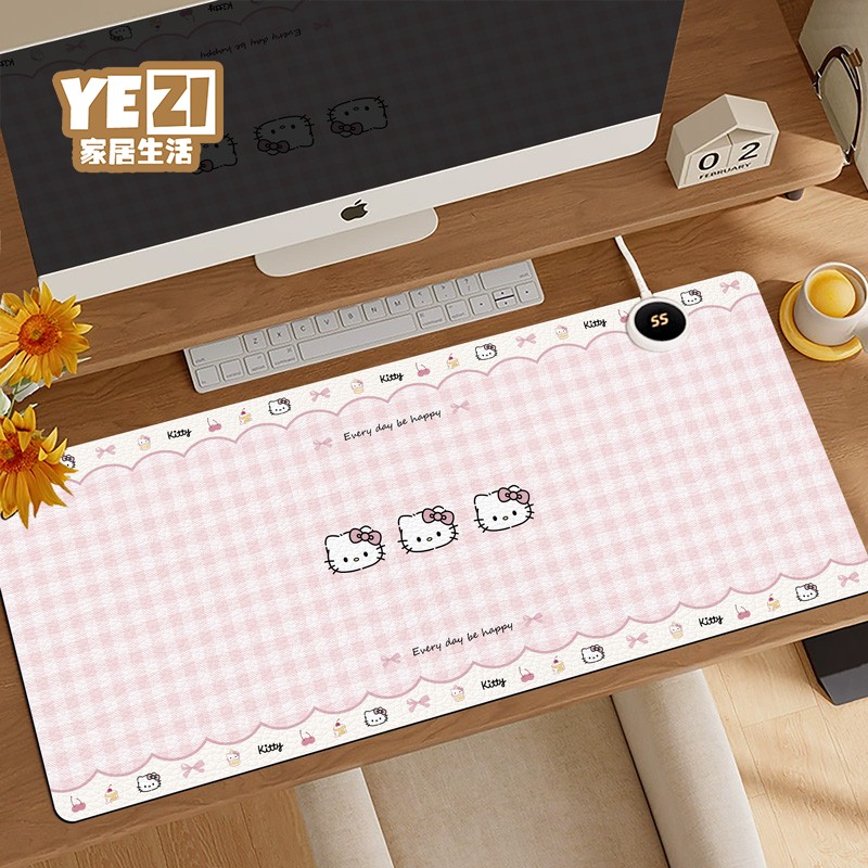 女生宿舍粉系凯蒂猫加热鼠标垫