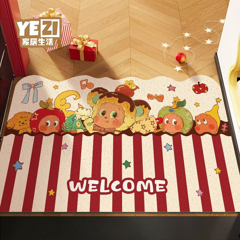 新年可爱星星人入户门地垫防滑耐磨丝圈地毯家用玄关进门换鞋脚垫,居家布艺,入户地垫,淘宝优惠券,粉丝福利购,淘宝优惠卷