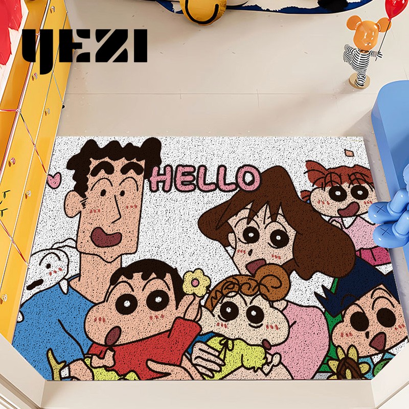 蜡笔小新入户门丝圈防滑蹭泥脚垫