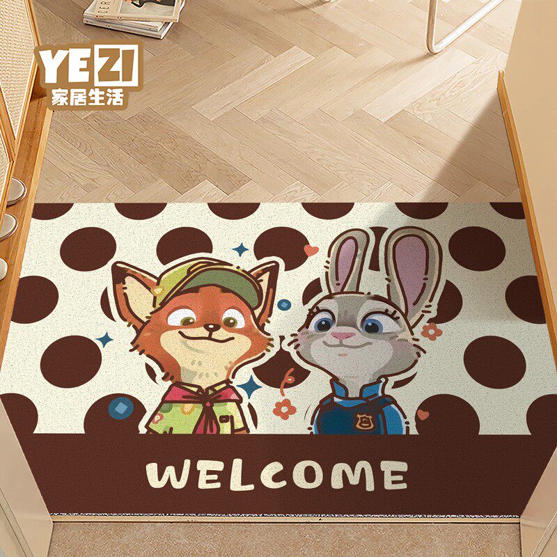 疯狂动物城卡通入户门地垫家用丝圈进门脚垫耐脏防滑进玄关门垫子,居家布艺,入户地垫,淘宝优惠券,粉丝福利购,淘宝优惠卷