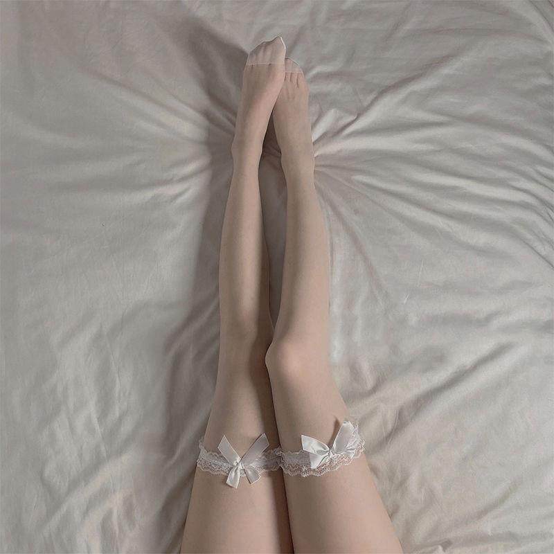 白丝蝴蝶结jk过膝袜子女性感白色纯欲高长筒袜蕾丝薄款攻速黑丝袜,女士内衣/男士内衣/家居服,长筒袜,淘宝优惠券,粉丝福利购,淘宝优惠卷
