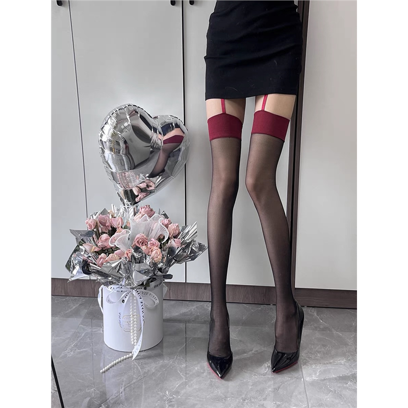 黑丝袜女薄款防勾丝纯欲超薄渔网袜0d透肉jk性感网红吊带黑色丝袜