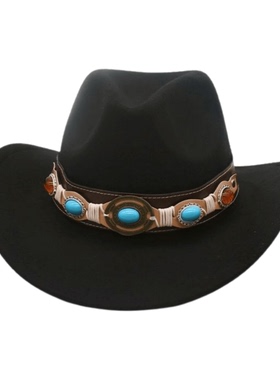 蒙古藏族帽檐宽度西部牛仔帽春四季旅行出游欧美骑马宽檐礼帽