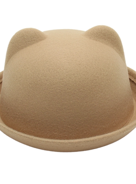 亲子可爱小圆帽成人日系百搭圆顶礼帽学院风JK帽光身宝宝盆帽小熊