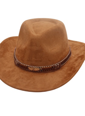 欧美牛仔帽藏族礼帽少数民族风金属羽毛西部牛仔礼帽男女款