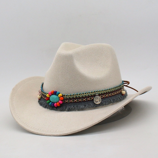 高级感麂皮绒民族风西部牛仔帽藏族藏式锅庄舞表演演出舞蹈翘边帽