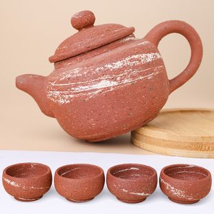 重庆荣昌陶传统手工制作粗陶茶壶+4个茶杯套装茶具泡茶壶送礼礼盒