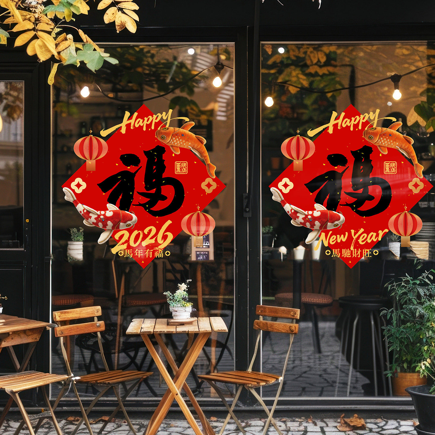 酒店办公楼创意马年福字玻璃门双面同色静电贴商场春节橱窗窗花贴,家居饰品,门贴,淘宝优惠券,粉丝福利购,淘宝优惠卷