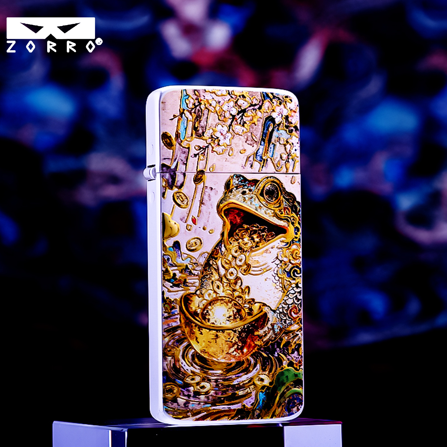 佐罗新款招财金蟾3D立体浮雕煤油打火机二代超薄打火机礼盒送男士