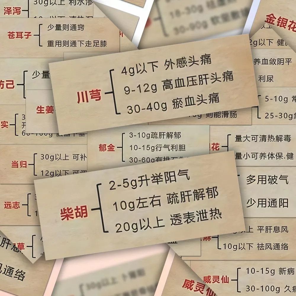 108张中药剂量归纳贴纸中药学医学生笔记干货药效重点速记diy贴画